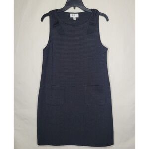 ELLE Navy Blue/White Polka Dot Shift Dress w/Bows on Shoulder‎
